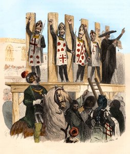 Straf van de nagel in de 16e eeuw. Illustratie in 