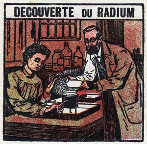 Radium: ontdekt door Pierre (1859-1906) en Marie Curie (1867-1934) in 1898. Anonieme illustratie uit 1925. Privécollectie. door Anonymous Anonymous
