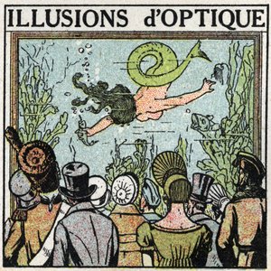 Reflectie van licht: optische illusie. Gebruik van een ijsje om de illusie van een vrouwvis te geven. Anonieme illustratie uit 1925. Privécollectie.