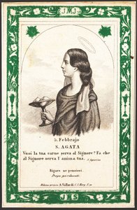 Afbeelding van Sint-Agatha vrome afbeelding. Ansichtkaart. Begin 20e eeuw. Privécollectie