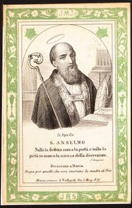 Voorstelling van Sint Anselmus. Vrome afbeelding. Ansichtkaart. Begin 20e eeuw. Privécollectie door Anonymous Anonymous