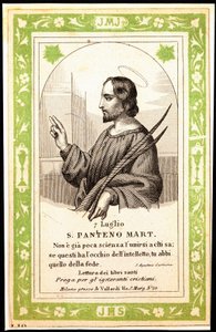 Afbeelding van Sint Panthene van Alexandrië Vrome afbeelding. Ansichtkaart. Begin 20e eeuw. Privécollectie door Anonymous Anonymous