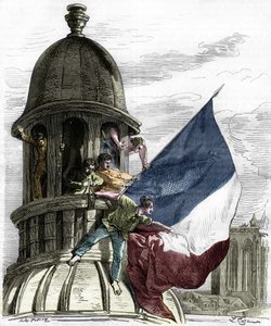 Revolutie van 1830: de driekleurige vlag op het stadhuis.