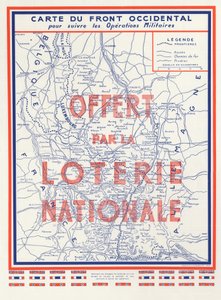 Tweede Wereldoorlog (2e 2e 2e IIIe 39-45 1939-1945) - Oorlog 1939 1945 - Kaart van het Westelijk Front, geschonken door de Nationale Loterij