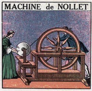Statische machines: de machine van de abt Jean Antoine Nollet (Jean-Antoine) (1700-1770) uitgevonden in 1740. Anonieme illustratie uit 1925. Privécollectie. door Anonymous Anonymous