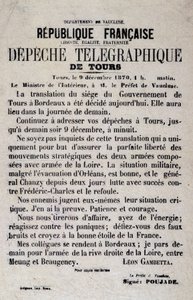 Telegrafisch nieuws van Tours van 9/12/1870 door Léon Gambetta door Anonymous Anonymous
