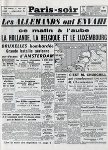 De Slag om België of Belgische Campagne - 18-daagse campagne - invasie van België door Duitse troepen tijdens de Tweede Wereldoorlog - PARIS EVIOR van 11/05/1940 - DUITSERS INVASEREN NEDERLAND - BELGIË EN LUXEMBURG door Anonymous Anonymous