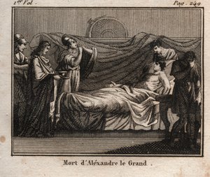 De dood van de Macedonische koning Alexander de Grote (356-323 v.Chr.) - De dood van ALEXANDER DE GROTE (356-323 v.Chr.) - Koning van Macedonië (336-323 v.Chr.) - uit 