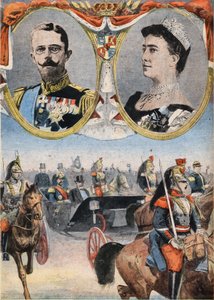 De gasten van Frankrijk: Koning Gustave V (1858-1950) en koningin van Zweden Victoria (Viktoria de Bade) door Anonymous Anonymous