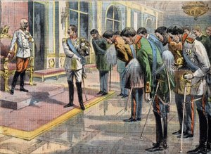 Het Jubileum door Francois Joseph I (1830-1916) Keizer van Oostenrijk. Gravure uit de krant 