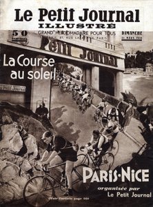 De Parijs-Nice wielerwedstrijd georganiseerd door de kleine krant. Omslag van 