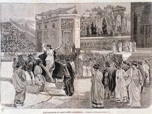 De aankomst van Deianira, uit het stuk Dejanira door Camille Saint-Saens, opgevoerd in de arena van Beziers in 1898 door Anonymous Anonymous