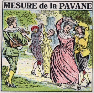 De kunst van geluiden: het meten van de pavane (dans). Anonieme illustratie uit 1925. Privécollectie. door Anonymous Anonymous
