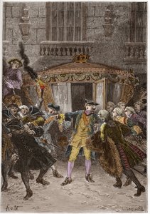 De aanval van Damiens (januari 1757) - (Robert-Francois Damier) door Anonymous Anonymous