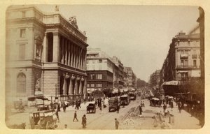 De stad Marseille en haar omgeving rond 1885-1890: Perspectief van Rue Canebiere en Rue de Noailles