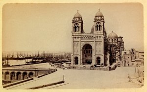 De stad Marseille en zijn omgeving rond 1885-1890: de kathedraal in aanbouw, privécollectie