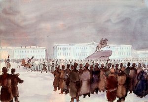De menigte op het Senaatsplein tijdens de Decembristenopstand in 1825 door Anonymous Anonymous