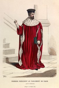 De eerste president van het Parlement van Parijs in de 16e eeuw onder het bewind van koning Hendrik III - privécollectie