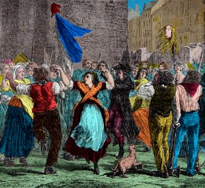 Het hoofd van prinses Lamballe (Marie Therese Louise de Savoie Carignan) door Anonymous Anonymous