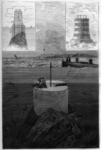 De vuurtoren van de Lavezzi: Bouw van de torenbaken van de Lavezzi-eilanden op het niveau van de zeestraat die Corsica van Sardinië scheidt in de Middellandse Zee, gebouwd in 1874 door de Nationale Marine na het zinken van de Semillante in 1