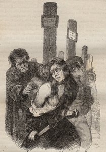 Het merkteken in de bagne van Rochefort in de 19e eeuw. Gravure in “Histoire des bagnes depuis leur création à nos jours” (1877). Privécollectie