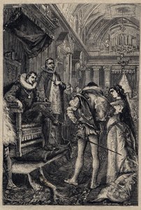 Het huwelijk van Giulia Farnese met Orsino Orsini in het huis van Rodrigo Borgia 1489 - gravure uit 