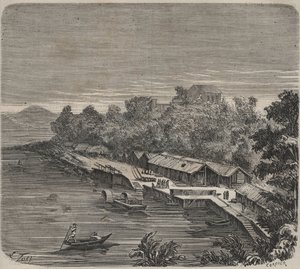 De Saint-Laurent-gevangenis in Cayenne (Frans-Guyana) in de 19e eeuw. Gravure in Histoire des bagnes depuis leur création à nos jours (1877) door Pierre Zaccone. door Anonymous Anonymous