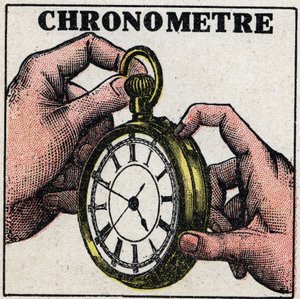 Tijd: een chronometer. Anonieme illustratie uit 1925. Privécollectie.