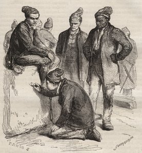 Soorten galerijen van de bagne van Brest in de 19e eeuw. Gravure in “Histoire des bagnes depuis leur création à nos jours” (1877). Privécollectie