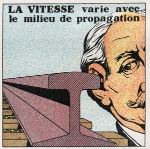 Trillingsbewegingen: snelheid varieert met voortplantingsbewegingen. Anonieme illustratie uit 1925. Privécollectie.