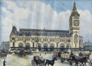 Uitzicht op het Gare de Lyon in Parijs in 1902. Gravure in Le Peute Parisien