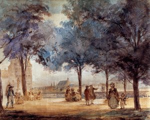 Uitzicht op het terras van de Tuilerieën in Parijs in 1786