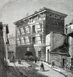 Zicht op de voormalige gevangenis van La Force, rue du roi de Sicilië in Parijs in de 19e eeuw, Gravure, Privécollectie door Anonymous Anonymous