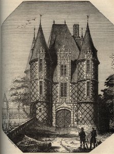 Kasteel van Carrouges - De donjon - Orne Normandië - gravure in 