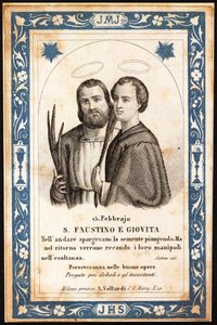 De martelaren Sint Faustinus en Sint Jovitus. Vrome afbeelding. Ansichtkaart. Begin 20e eeuw. Privécollectie