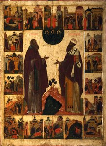Sint-Cyrillus van het Witte Meer en Sint-Cyrillus van Alexandrië, tweede helft van de 16e eeuw door Anonymous Russian icon painter