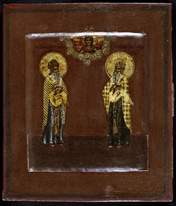 Heiligen Gurias van Kazan en Varsonofius van Tver, 17e eeuw door Anonymous Russian icon painter