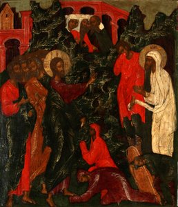 De Opwekking van Lazarus, 1660s door Anonymous Russian icon painter