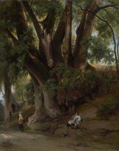 Italiaans boomlandschap (weg bij Albano) door Anselm Feuerbach