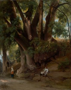 Italiaans boomlandschap (weg bij Albano) door Anselm Feuerbach