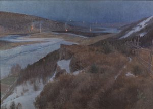 Walpurgisnacht in Bergslagen, Grangärde in Dalarna, 1896 door Anshelm Leonard Schultzberg