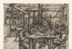 Werkplaats in de zilverfabriek van Begeer door Anthon Gerhard Alexander van Rappard