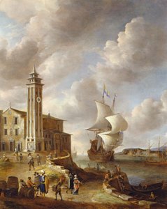 De Haringpakkertoren, Amsterdam, met figuren door Anthonie Beerstraten