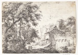 Stadsmuur met een herberg
