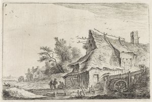 Dorpsgezicht met een watermolen (Landschappen met bebouwing)