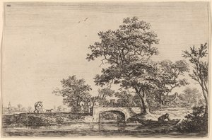 Vier Mannen op een Stenen Brug