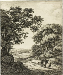 Hagars vertrek, uit zes landschapsonderwerpen uit het Oude Testament door Anthonie Waterloo