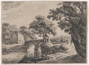 Kudde bij een stenen brug, 17e eeuw