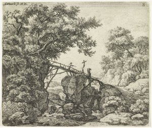 Herder op een hellende brug