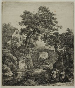 Landschap met Zipphora en haar zoon, uit Zes landschapsonderwerpen uit het Oude Testament